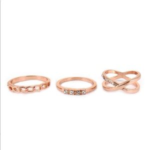 🆕 Rose Gold Tone 3 Ring Set